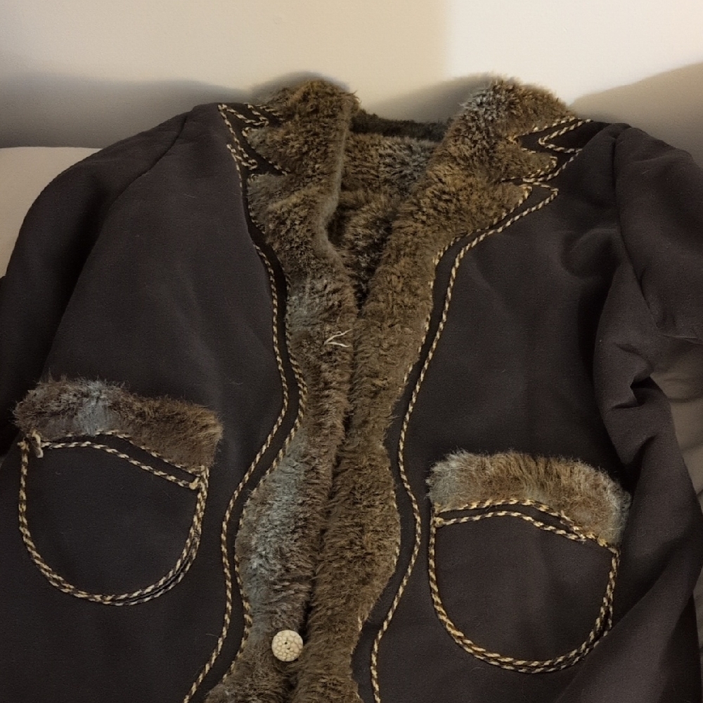 Brown Faux Fur Trimmed Jacket